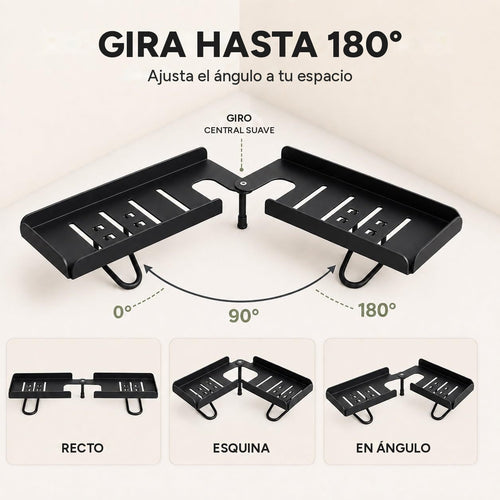 Organizador que gira hasta 180 grados: recto, en esquina o en ángulo